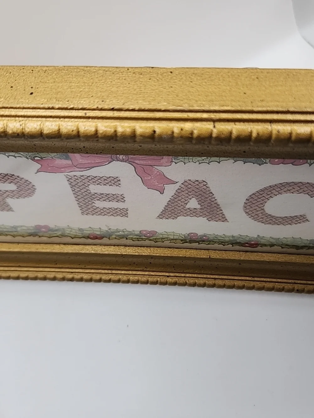 PEACE Holiday‎ Framed Sign - Gold Frame, Red & Green Accents